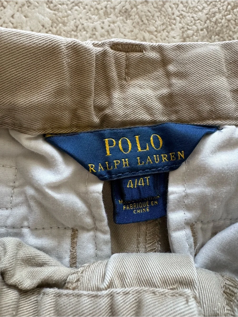 Polo Ralph Lauren Boys Chino Khaki Shorts 4T Beige Zip Up Casual Preppy Classic